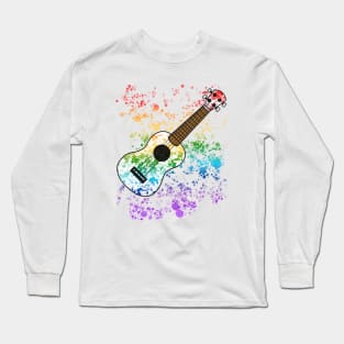 Ukulele Ukulelist Rainbow Colours Uke Player Musician Long Sleeve T-Shirt